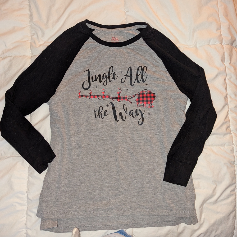 State of Mind Black and Gray Long Sleeve Tee Christmas Shirt